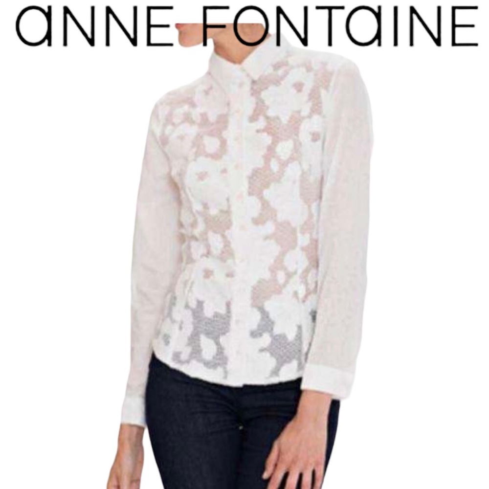 Anne Fontaine Ermine blouse NWT in moon white. Size 36 (equivalent to 0/2) - Picture 1 of 16